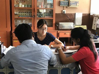 Collecting samples and data by the Research Assistants