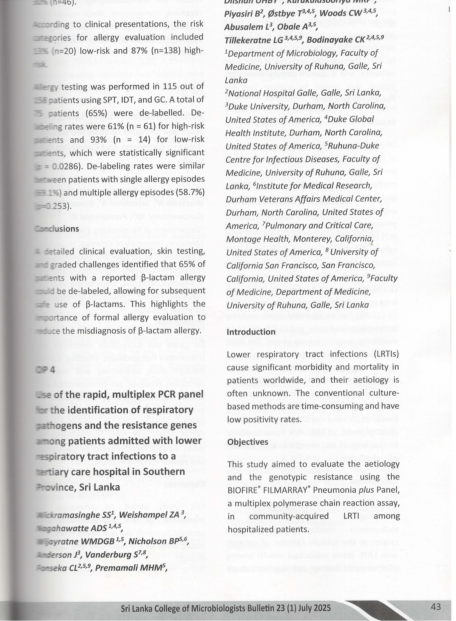 Dr. Subodha Wickramasinghe’s Presentation at the 34th Annual Scientific Sessions of the Sri Lanka College of Microbiologists image 1