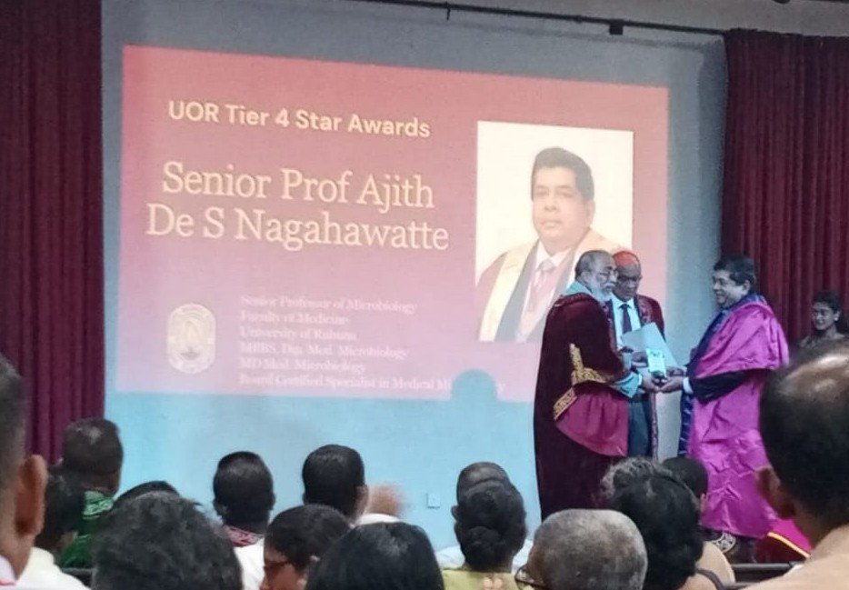 Congratulations to Senior Prof. Ajith De Silva Nagahawatte on Receiving the UOR Tier 4 Star Award for Research Excellence